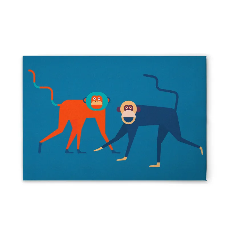 Tadessi Leinwandbild Affen Bunt Abstrakt - 120 x 80 cm - M1-No.51015 - Keilrahmen in Blau Orange Direktkauf
