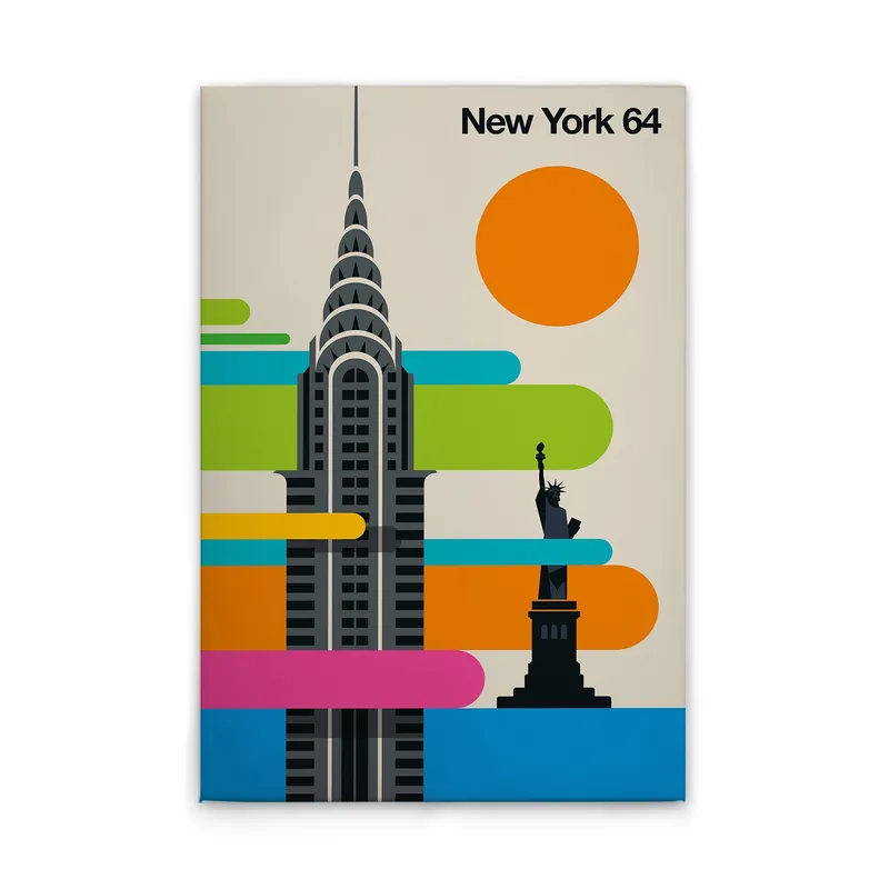 Aktuell Tadessi Leinwandbild Retro New York - 50 x 75 cm - M1-No.50841 - Keilrahmen in Bunt Creme