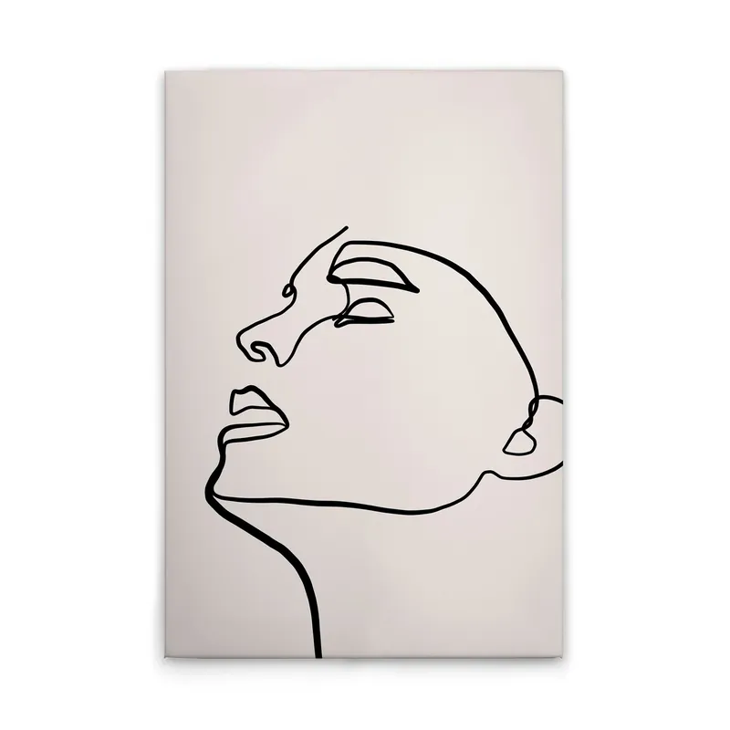 Tadessi Leinwandbild Gesicht Oneliner - 60 x 90 cm - M1-No.51354 - Keilrahmen in Creme Schwarz Highlight