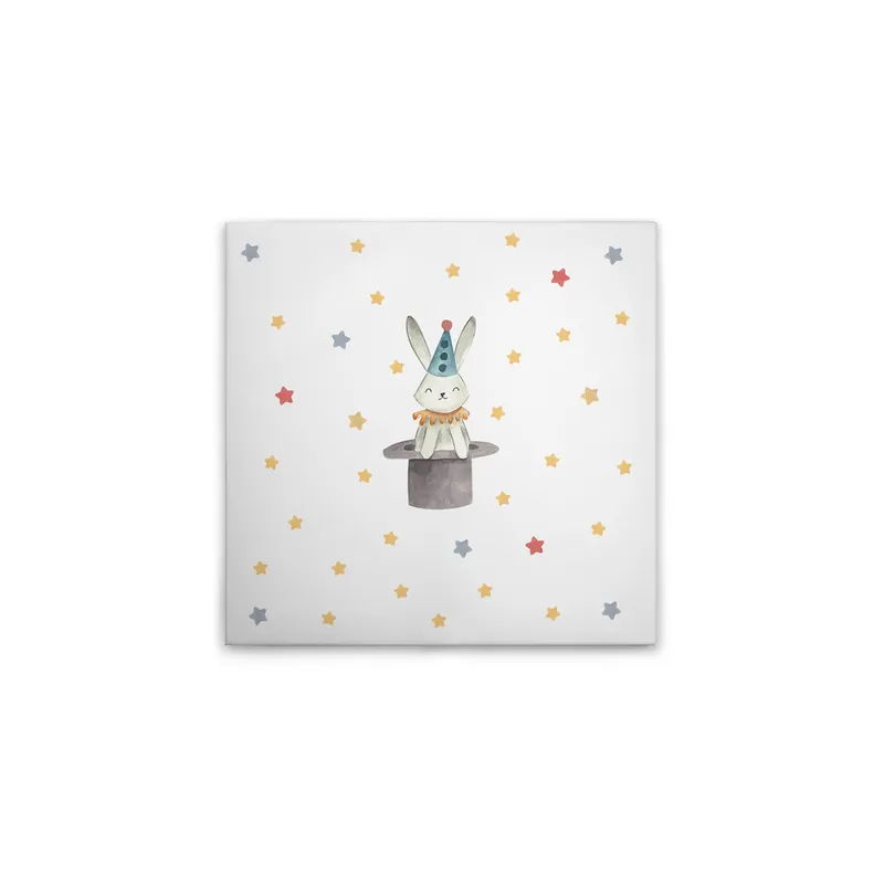 Solange Der Vorrat Reicht Tadessi Leinwandbild Zirkus Zauberhase Kinderzimmer - 40 x 40 cm - M1-No.50569 - Keilrahmen Wandbild