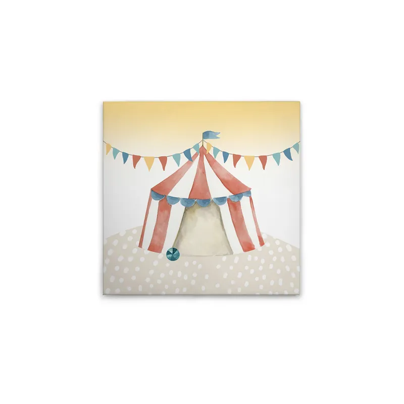 Tadessi Leinwandbild Zirkuszelt Kinderzimmer - 40 x 40 cm - M1-No.50571 - Keilrahmen in Bunt Beige Begrenztes Angebot