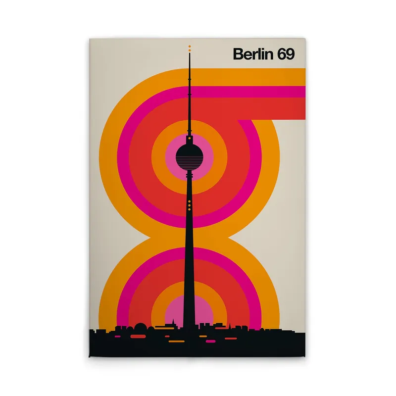 Beliebt Tadessi Leinwandbild Retro Berlin - 50 x 75 cm - M1-No.50811 - Keilrahmen in Creme Schwarz