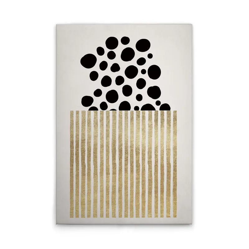 Markenprodukt Tadessi Leinwandbild Popcorn Schwarz Gold - 80 x 120 cm - M1-No.50716 - Keilrahmen in Creme Gold