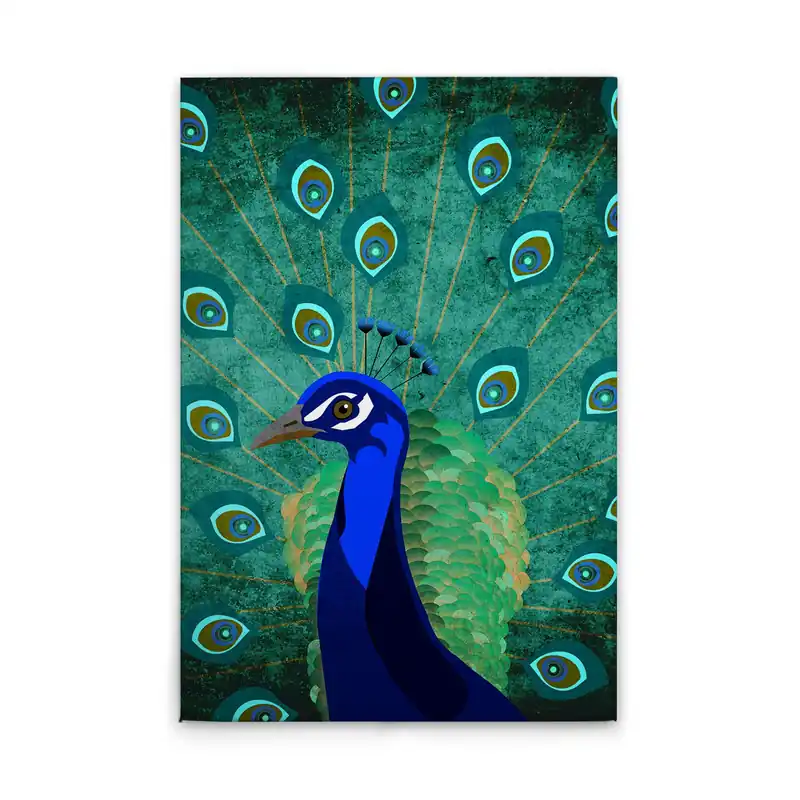 Bestseller Tadessi Leinwandbild Pfau Gemälde - 40 x 60 cm - M1-No.50785 - Keilrahmen in Grün Blau