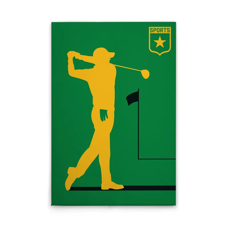 Online Kaufen Tadessi Leinwandbild Retro Golfspieler - 30 x 45 cm - M1-No.50864 - Keilrahmen in Grün Gelb