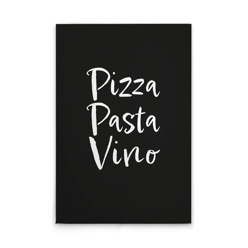 Bestseller Tadessi Leinwandbild "Pizza Pasta Vino" - 30 x 45 cm - M1-No.51999 - Keilrahmen in Weiß Schwarz