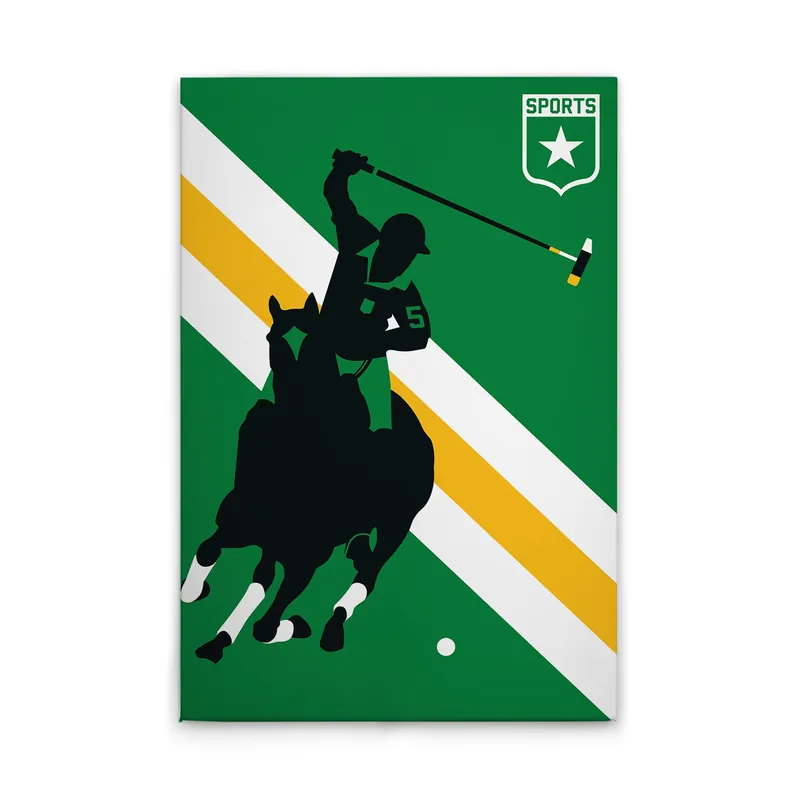 Aktuell Tadessi Leinwandbild Retro Polospieler - 40 x 60 cm - M1-No.50870 - Keilrahmen in Grün Gelb