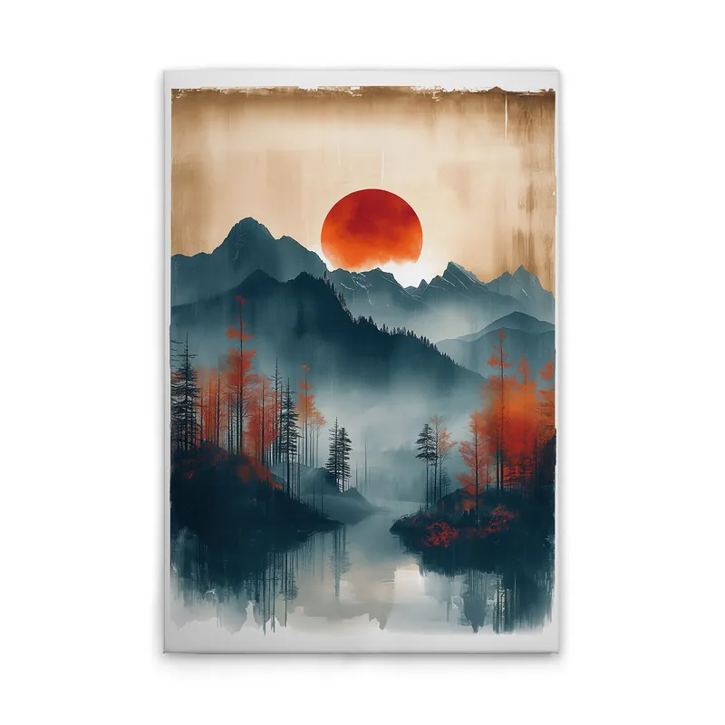 Tadessi Leinwandbild Landschaft - 50 x 75 cm - M1-No.52156 - Keilrahmen in Orange Blau Preisreduziert