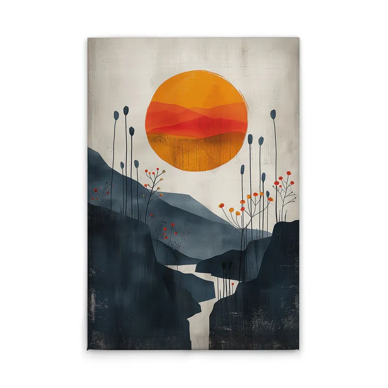 Abverkauf Tadessi Leinwandbild Sonnenuntergang - 30 x 45 cm - M1-No.52164 - Keilrahmen in Orange Blau