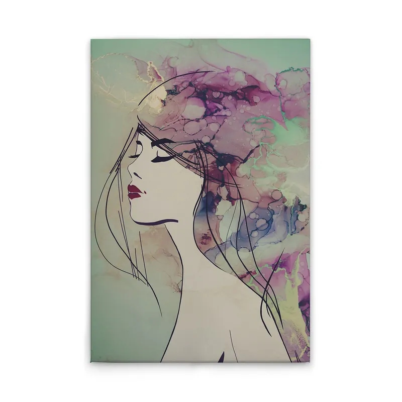 Tadessi Leinwandbild Aquarell Frau - 30 x 45 cm - M1-No.50774 - Keilrahmen in Bunt Grün Bestseller