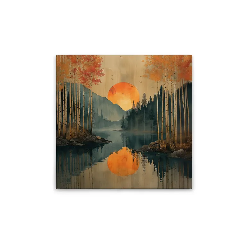 Tadessi Leinwandbild Sonnenuntergang - 30 x 30 cm - M1-No.52169 - Keilrahmen in Beige Blau Günstig