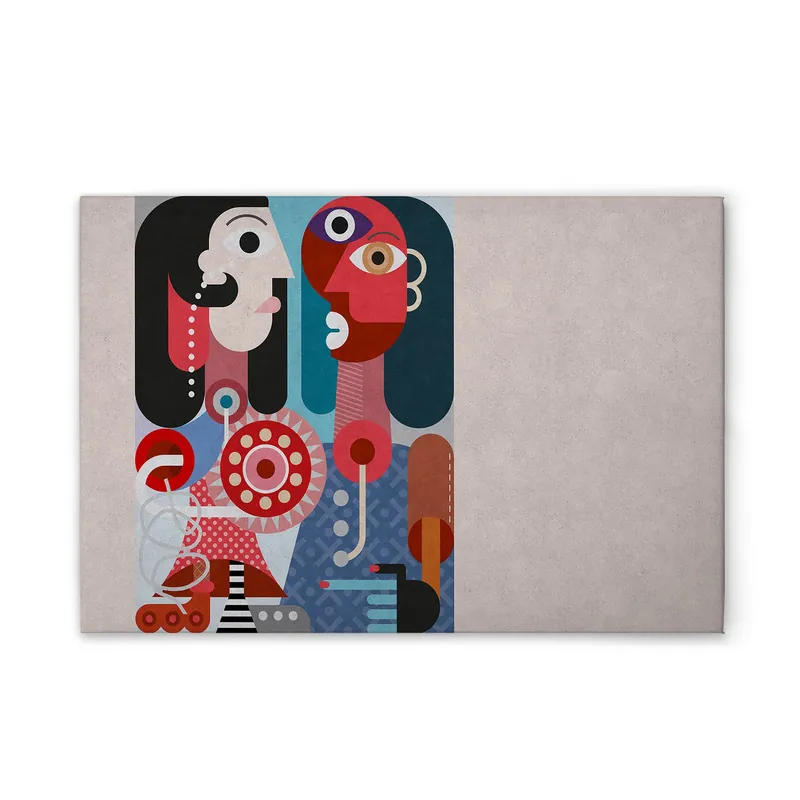 Tadessi Leinwandbild Bunt Pop Art Abstrakt - 60 x 40 cm - M1-No.50907 - Keilrahmen in Creme Grau Highlight