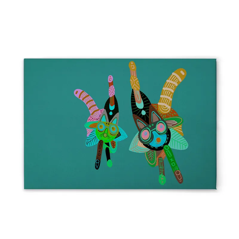 Direktkauf Tadessi Leinwandbild Bunte Kreaturen - 60 x 40 cm - M1-No.51292 - Keilrahmen in Grün Bunt
