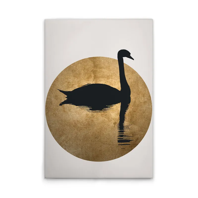 Tadessi Leinwandbild Schwan Schwarz Gold - 80 x 120 cm - M1-No.50668 - Keilrahmen in Creme Schwarz Direktkauf