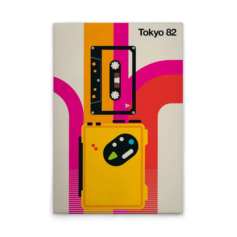 Abverkauf Tadessi Leinwandbild Retro Tokyo - 50 x 75 cm - M1-No.50846 - Keilrahmen in Creme Rot