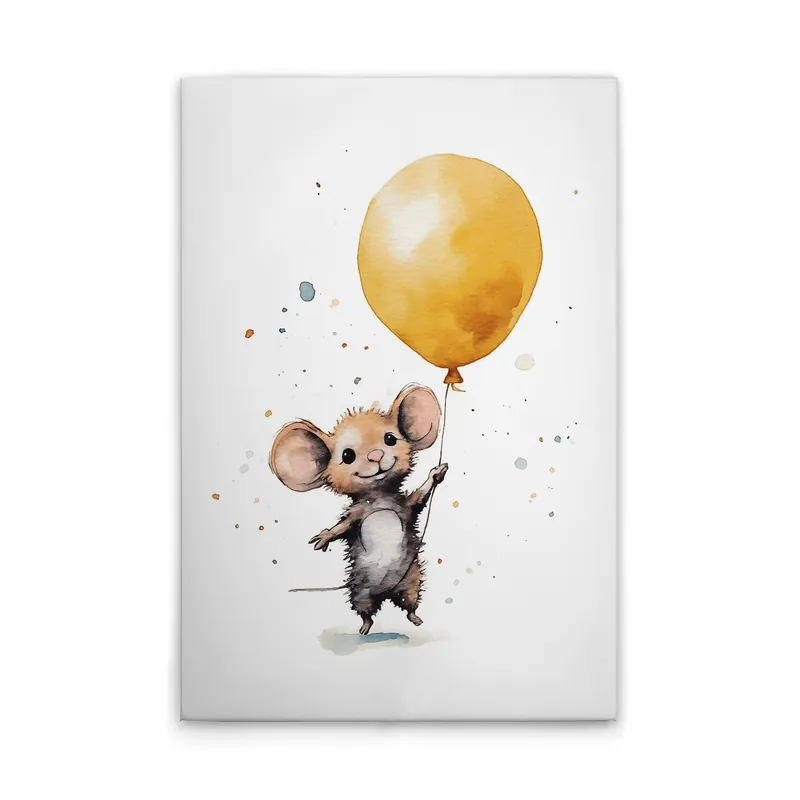 Aktuell Tadessi Leinwandbild Niedliche Maus Gelb - 50 x 75 cm - M1-No.52196 - Keilrahmen in Weiß Braun