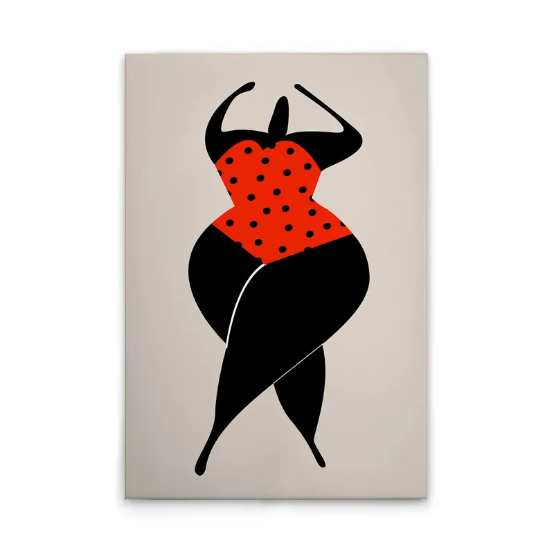 Tadessi Leinwandbild Retro Frauen Silhouette Rot - 60 x 90 cm - M1-No.50760 - Keilrahmen Wandbild Schneller Versand