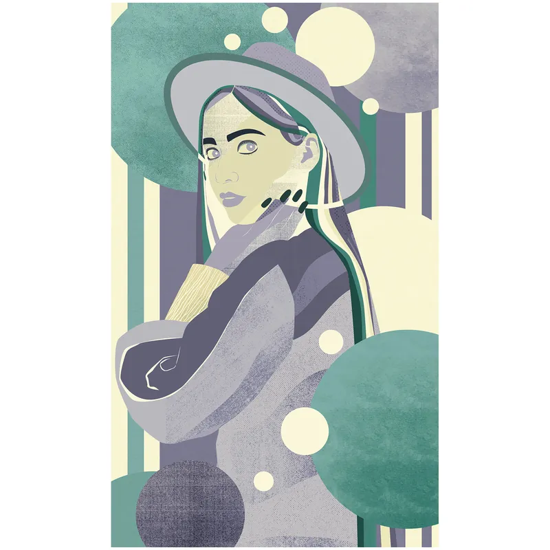 Komar Fototapete - Woman Hat Colour - 250 x 150 cm - Vlies Digitaldruck Echt
