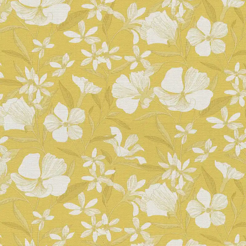 Bestpreis Vliestapete 1051903 Grau Gelb Weiß Blumen Floral La Terrasse Erismann