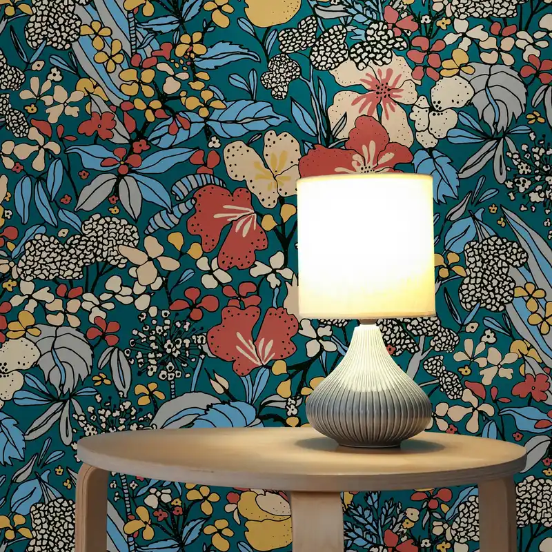 Garantierte Lieferung Tapete Wald und Blätter Camilla M1-No.566 Vliestapete Bunt Blau Dschungeltapete