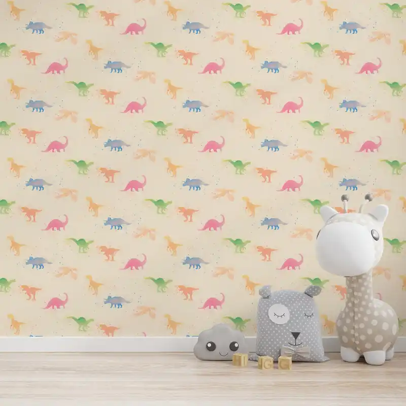 Bestpreis Tapete Tiere Maria M1-No.765 | Vliestapete | Bunt | Beige | Dinosauriertapete
