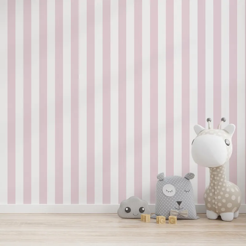 Bestseller Tapete Kinderzimmer M1-No.768 Vliestapete Rosa Weiß Streifentapete
