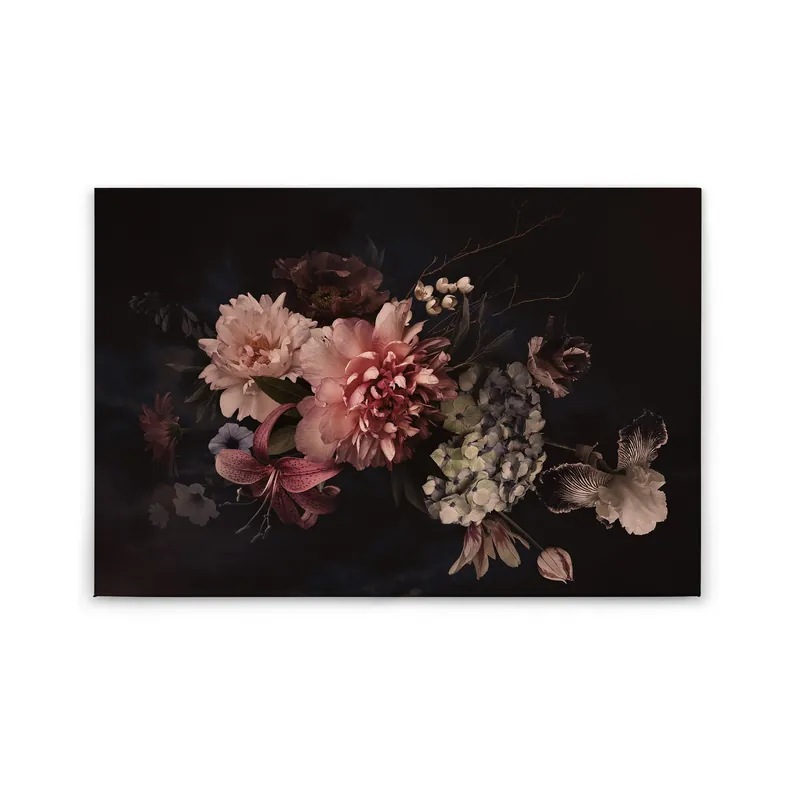 Tadessi Leinwandbild Floral - 60 x 90 cm - M1-No.50003 - Keilrahmen in Rosa Schwarz Neuheit