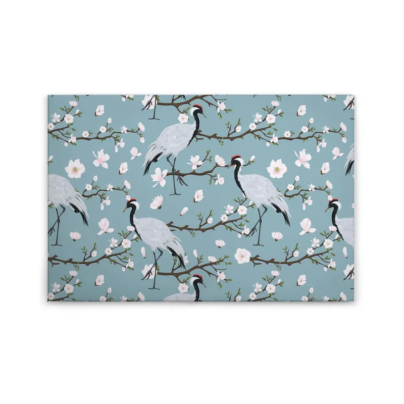 Ausverkauf Tadessi Leinwandbild Blumen Vogel Natur - 60 x 90 cm - M1-No.50021 - Keilrahmen in Blau Weiß
