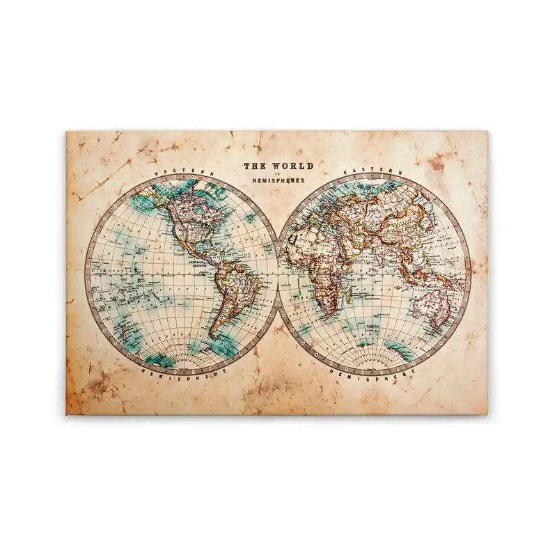 Abverkauf Tadessi Leinwandbild Vintage Weltkarte - 60 x 90 cm - M1-No.50086 - Keilrahmen in Beige