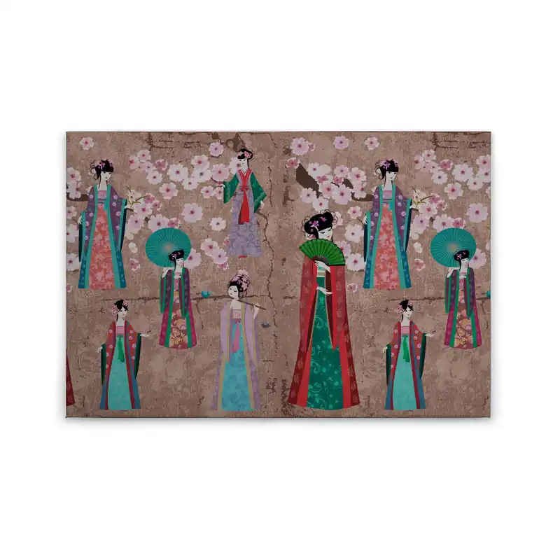 Billig Tadessi Leinwandbild Asiatisch - 60 x 90 cm - M1-No.50149 - Keilrahmen in Braun Rot