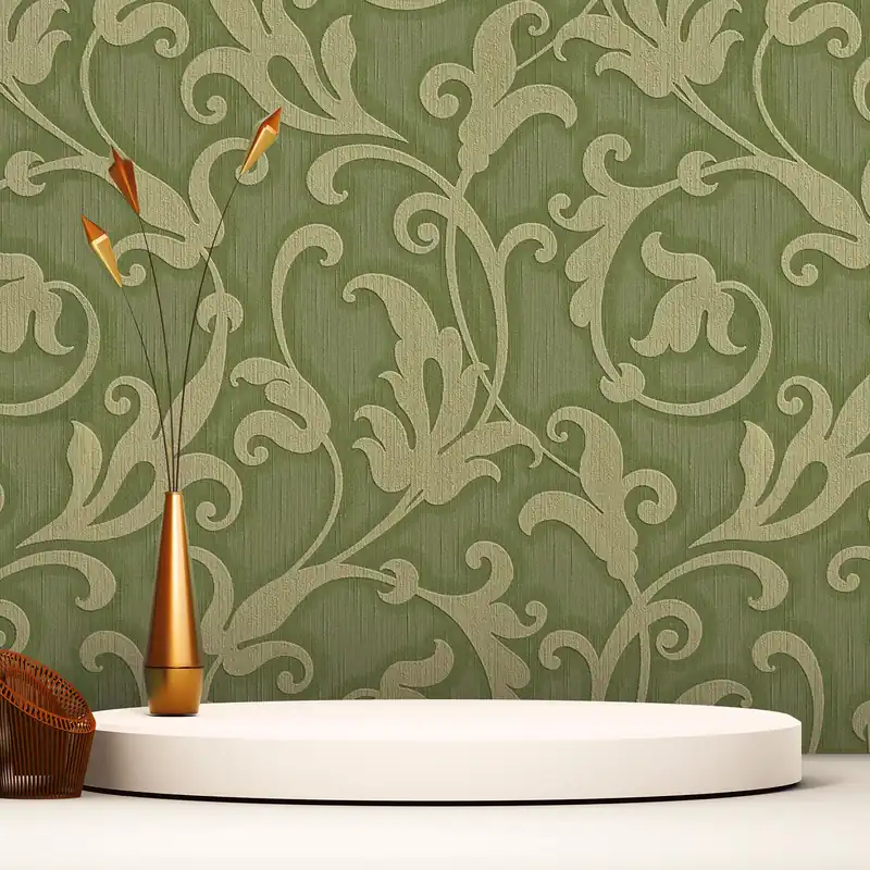 Direkt Vom Hersteller Tapete Barock Nicolo M1-No.3766 Vliestapete Grün Metallic Klassik Barocktapete