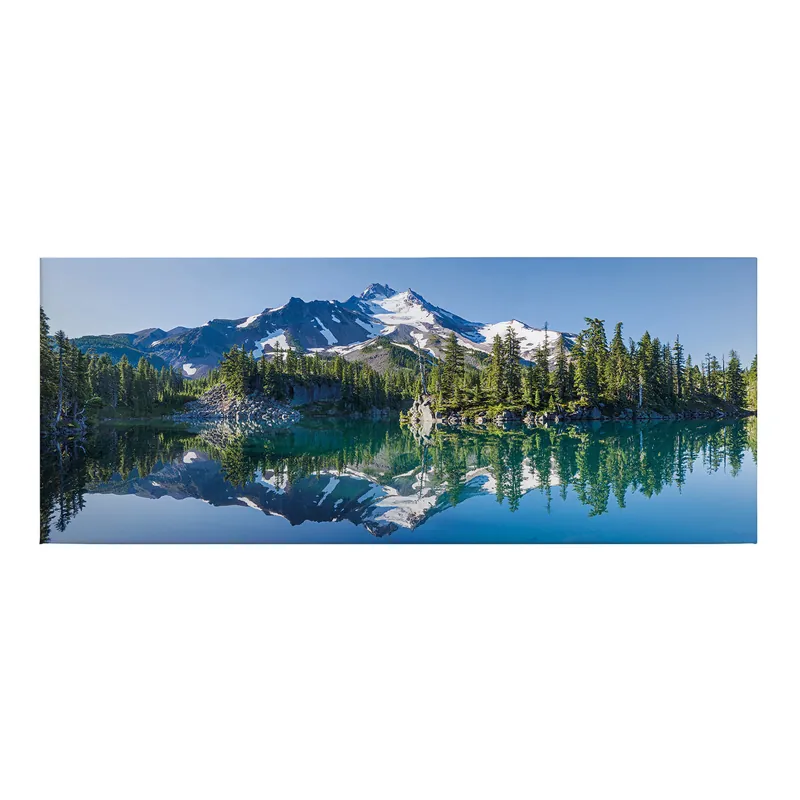 Direktkauf Tadessi Leinwandbild Berge See - 40 x 100 cm - M1-No.50450 - Keilrahmen in Blau Grün