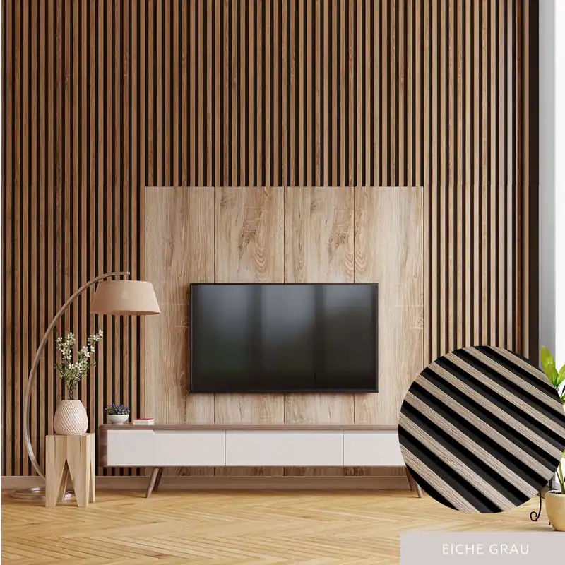 Mardom | Akustik 3D Wandpaneel "0047" | H: 2700 mm x B: 120 mm | Eiche Grau | Modern Neue Ware