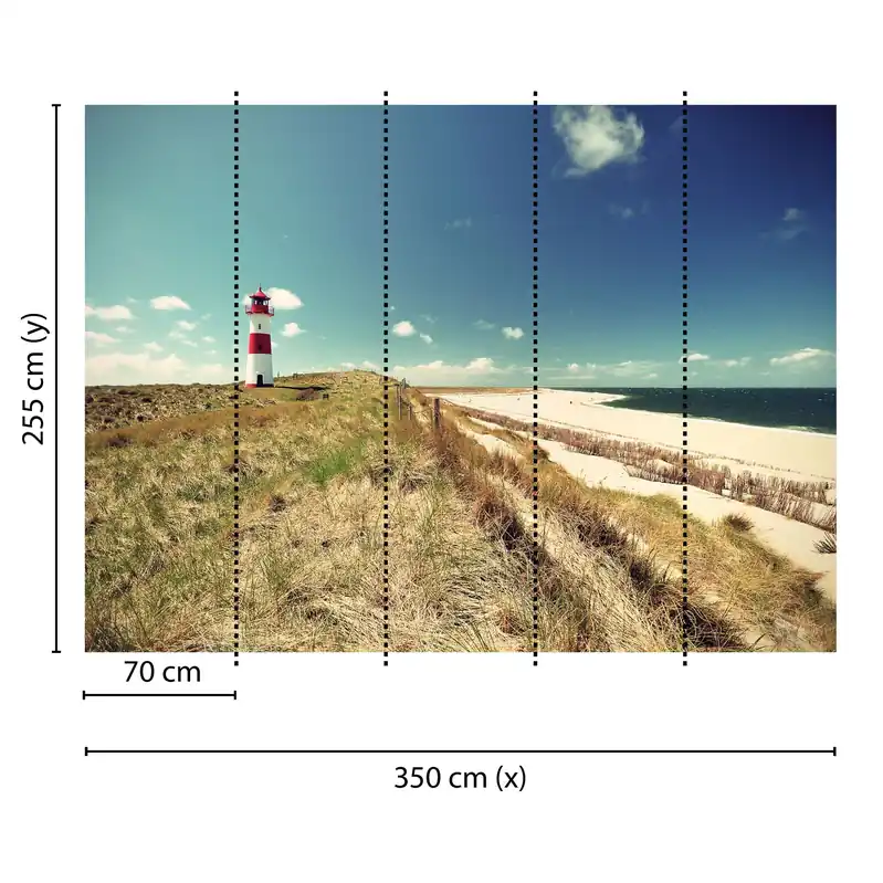 Preis Gesenkt Tadessi Fototapete Strand M1-No.60450 Digitaldruck Tapete Grün Blau - Leuchtturm Ostsee