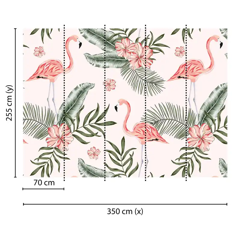 Geprüft Fototapete Dschungel M1-No.60500 Digitaldruck Tapete Weiß Rosa - Flamingo Vögel
