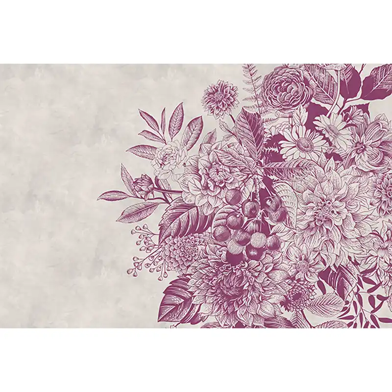 Wochenendangebot Tadessi Fototapete Blumen M1-No.60605 Digitaldruck Tapete Lila Weiß Flor - Betonoptik Floral Betonoptik