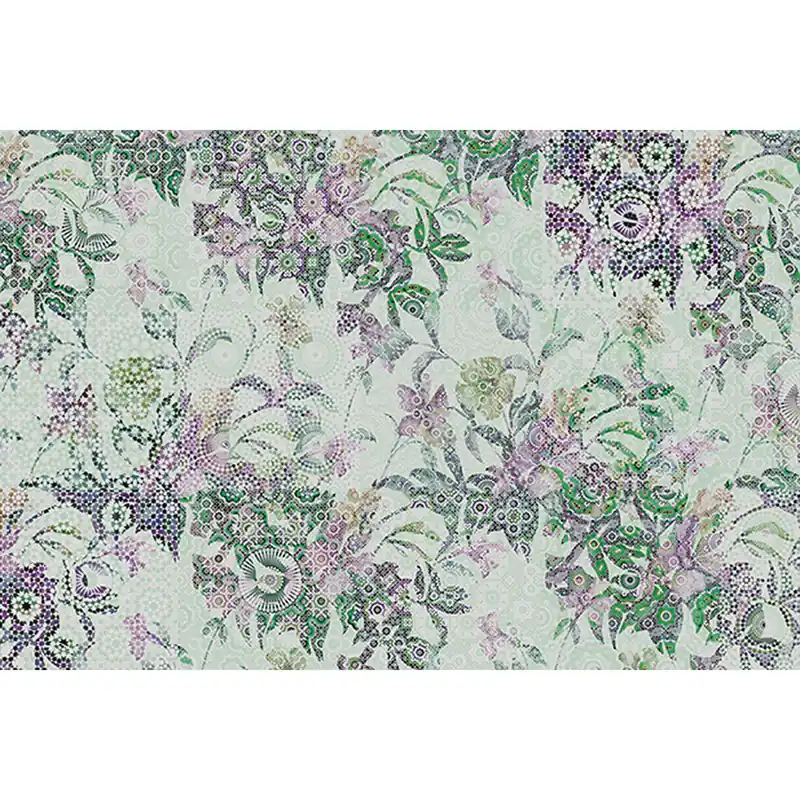 Must-Have Tadessi Fototapete Blumen M1-No.60643 Digitaldruck Tapete Grün Lila - Pflanzen Floral