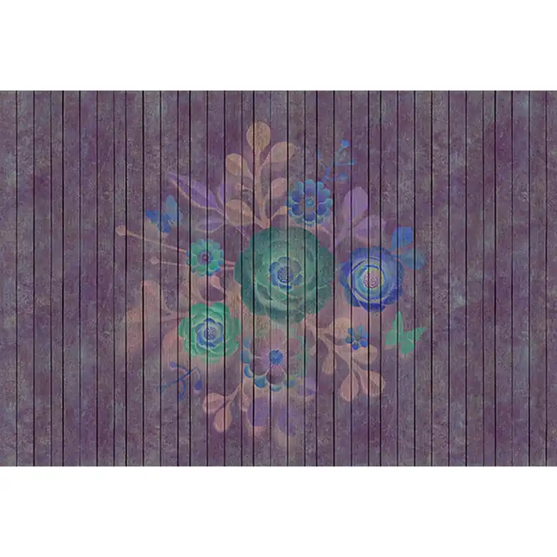 Markenprodukt Tadessi Fototapete Holzoptik M1-No.60932 Digitaldruck Tapete Lila Blau - Blumen