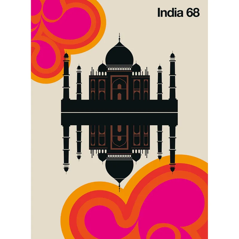 Begrenztes Angebot Tadessi Fototapete Skyline M1-No.61096 Digitaldruck Tapete Beige Orange - Indien Retro