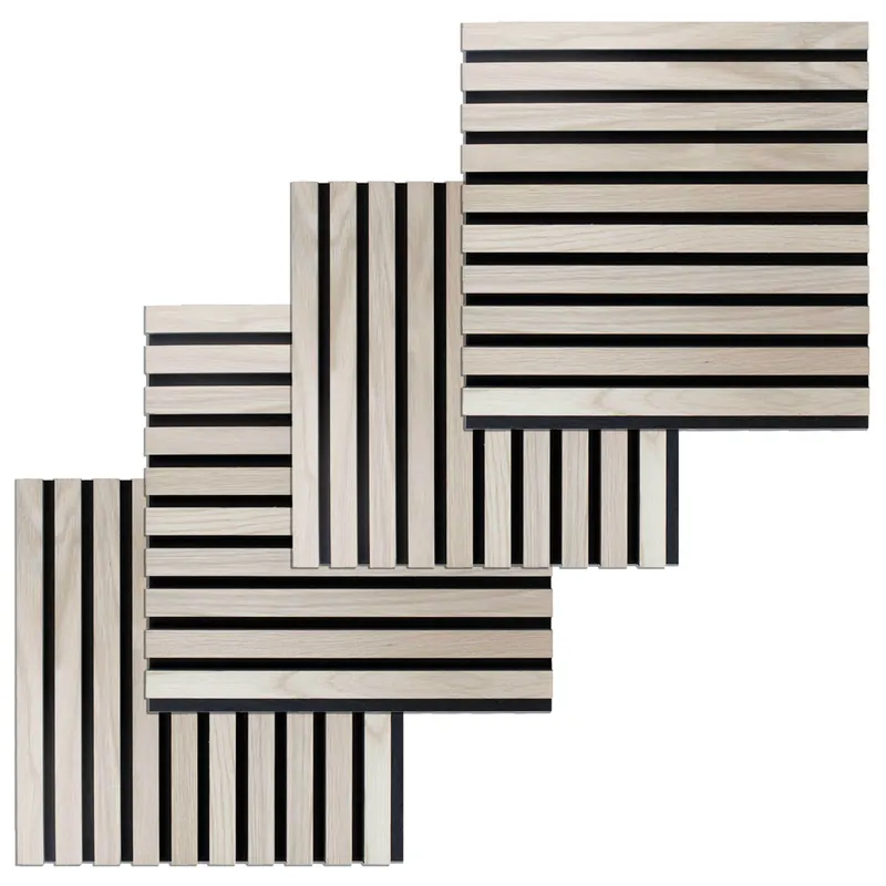 PROVISTON Akustik Paneel 4er SET 400 x 400 x 21 mm Eiche hell Akustik Wandpaneele MDF Furniert Garantierte Lieferung