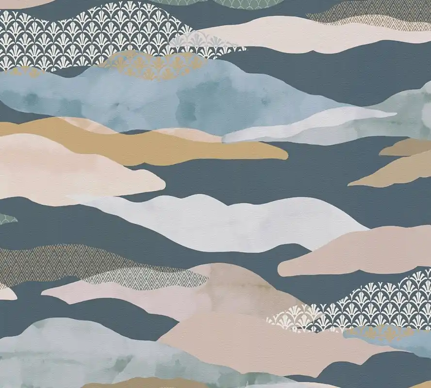 Solange Der Vorrat Reicht Tapete Noan Grafik M1-No.11297 Vlies Blau Grün Tadessi 10.05 m x 0.53 m
