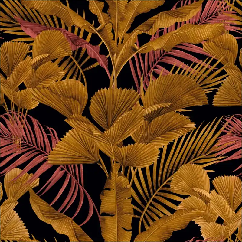 Ausverkauf Tadessi Fototapete Dschungel M1-No.11598 Digitaldruck Tapete Schwarz Gold - Wohnzimmer Schlafzimmer