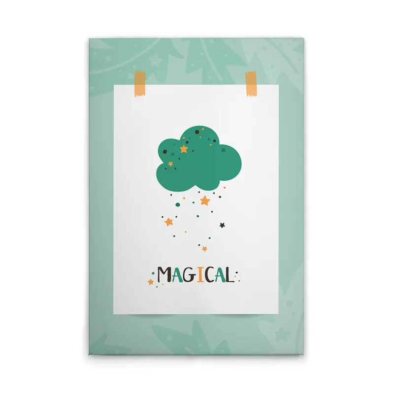 Bestseller Tadessi Leinwandbild Kinderzimmer Wolke - 30 x 45 cm - M1-No.51381 - Keilrahmen in Grün Weiß