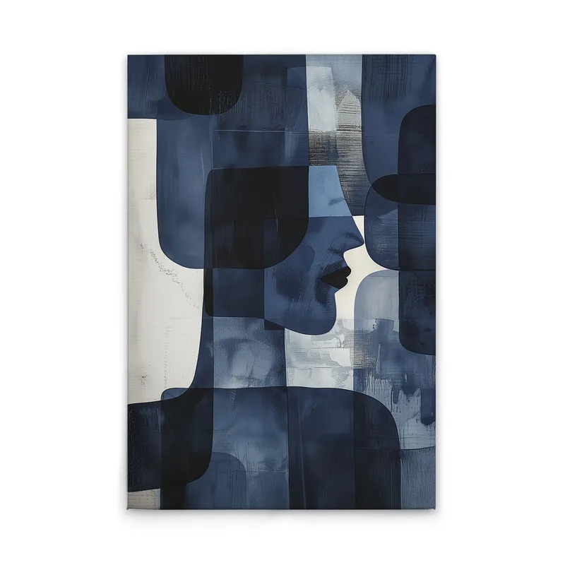Wochenendangebot Tadessi Leinwandbild Abstraktes Gesicht - 60 x 90 cm - M1-No.52087 - Keilrahmen in Blau Weiß