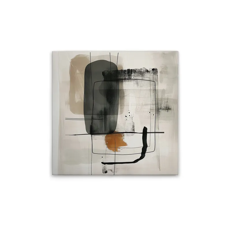 Tadessi Leinwandbild Abstrakte Kunst Modern - 60 x 60 cm - M1-No.52141 - Keilrahmen in Beige Grau Highlight