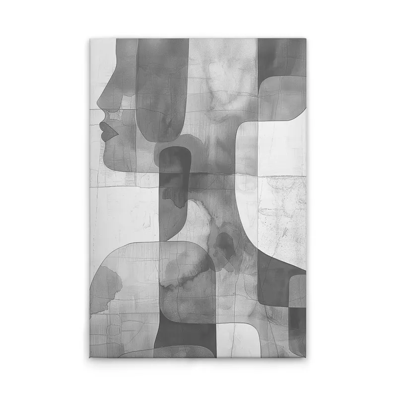 Beliebt Tadessi Leinwandbild Abstraktes Gesicht - 80 x 120 cm - M1-No.52103 - Keilrahmen in Grau Weiß