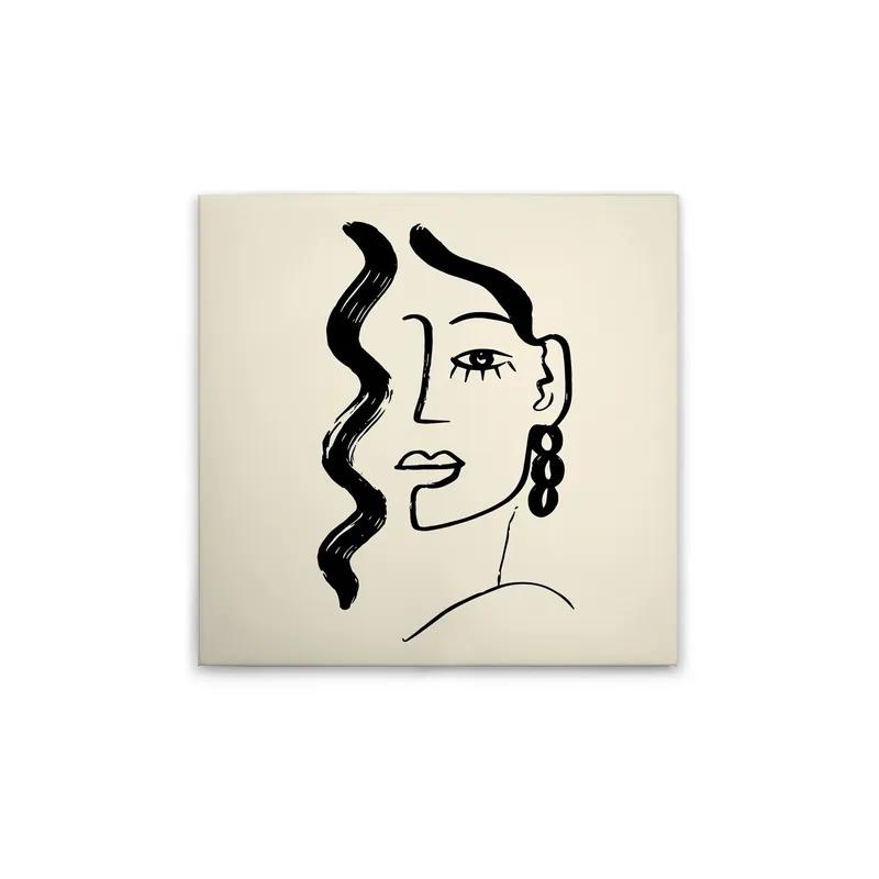 Preiswert Tadessi Leinwandbild Abstrakt Oneliner - 40 x 40 cm - M1-No.51387 - Keilrahmen in Creme Schwarz