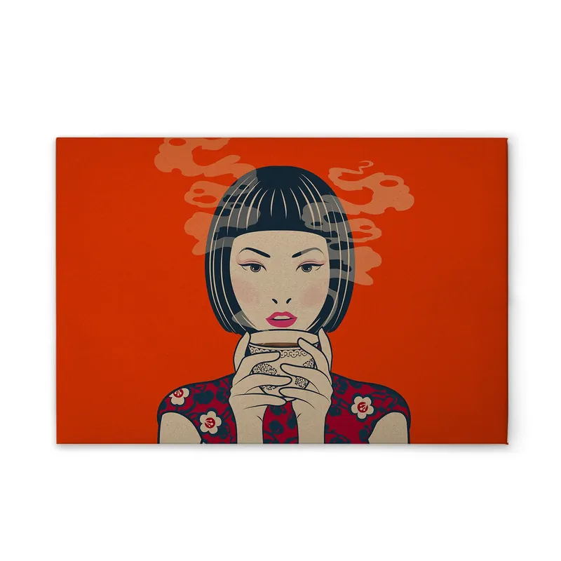 Tadessi Leinwandbild Asiatisch - 90 x 60 cm - M1-No.51004 - Keilrahmen in Orange Rot Saisonangebot