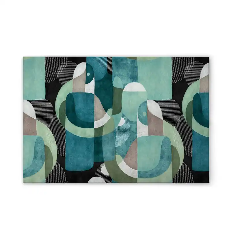 Billig Tadessi Leinwandbild Abstrakte Formen - 75 x 50 cm - M1-No.51338 - Keilrahmen in Grün Blau