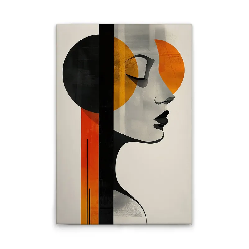 Tadessi Leinwandbild Frau mit Formen - 80 x 120 cm - M1-No.52083 - Keilrahmen in Creme Schwarz Begrenztes Angebot
